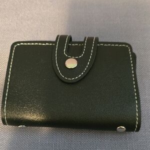 Black Card Holder with Stitch Detail